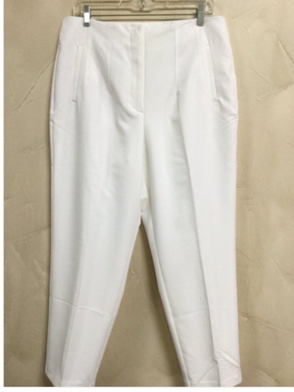 INC International Concepts siz 12 White crop pants Lined High Rise Taper Leg NWT